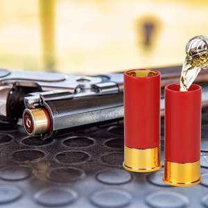 Personal isierte 1,5 Unzen Mini Bullet Whisky Glas Pumpgun Patronen Schnaps gläser Kunststoff <span class=keywords><strong>12</strong></span> Gauge Schnaps gläser 4er-Set - Product Image 6