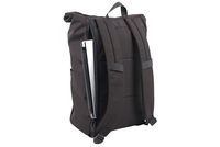Sac à dos décontracté minimaliste noir élégant à enroulement, sac à dos quotidien léger et résistant à l'eau pour le travail et les voyages