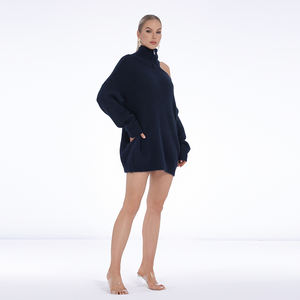 Maglione a Collo Alto Autunno Inverno per Donna Design <span class=keywords><strong>in</strong></span> <span class=keywords><strong>Cotone</strong></span> Lavorazione a Maglia Grossa Pullover Stile Y2K Tinta Unita - Product Image 4