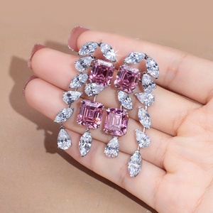 Pendientes de Lujo Messi Jewelry MSE-602 de Plata con Circonita Cúbica de Alto Contenido de Carbono en Forma de Asscher, Pera y Marquesa - Product Image 3