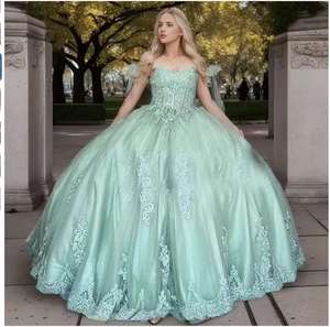 NDB10006 Vestido de Quinceañera con Cuello en V, Hombros Descubiertos, Sin Mangas y Espalda Descubierta con Cola Pequeña para Anfitriona de <span class=keywords><strong>Bel</strong></span> <span class=keywords><strong>Canto</strong></span>, Solo Vocal o Examen de Arte Escénico - Product Image 6