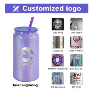 Gobelet isotherme portable en acier inoxydable de 16 oz avec peinture arc-en-ciel par sublimation, tasse à paille anti-fuite, mug de voyage scellé - Product Image 5