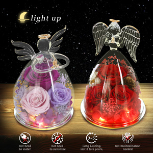 Statuette di Angeli in Vetro Trasparente con Fiori Secchi Viola e Luce per Donne, Fidanzate, Nonne, Mogli, Sorelle, Figlie, San Valentino - Product Image 3