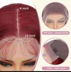 منتجات تجميل، باروكات شعر بشري أمامية من الدانتيل بلون أحمر 99j للنساء، باروكات شعر بشري عالية الدقة، باروكات بلون برتقالي زنجبيلي أمامية من الدانتيل - Product Image 4