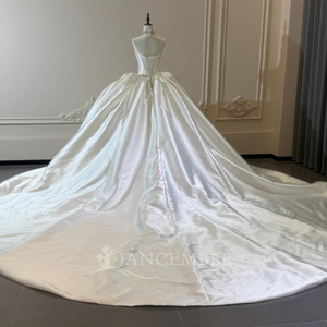 XS302 Vestidos de Novia Modernos y Tradicionales con Escote Redondo, Apliques Florales de Cristal, Largos hasta el Suelo, Estilo Imperio Real, con Corsé para Mujer - Product Image 4