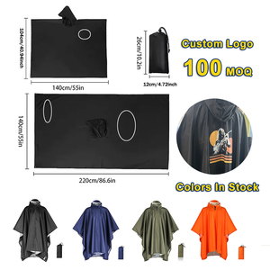 4L 3-in-1 Waterproof Polyester Poncho <b>Raincoat</b> with Hooded Sleeves for Outdoor Camping Hiking Travel Tent Use - Product Image 3