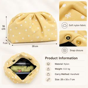 Bolsa de Maquillaje al por Mayor para Mujer, Organizador de Cosméticos de Nailon con Lazo de Puntos, Neceser Portátil de Viaje, Proveedor de Fábrica OEM ODM - Product Image 4