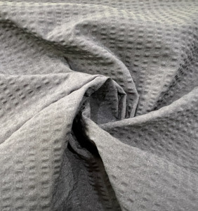 Dark grey <b>bubble</b> wrinkle textured knit fabric puffy jacquard cloth for casual wear hoodie dress apparel - Product Image 1