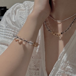 Vintage Style S925 Pure Silver Transparent White <b>Crystal</b> Necklace Niche Design with Simple Dense Inlaid Pig Nose Buckle - Product Image 4