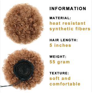 Échantillon gratuit extensions courtes synthétiques Postiches Updo Hair Afro Puff Drawstring Ponytail Kinky Curly Bun Hair for Black Women - Product Image 4
