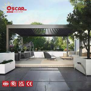 Structure de toit à persiennes motorisées modernes et élégantes pour l'extérieur, avec panneaux en verre, pour jardin, patio, cour arrière, pergola - Product Image 1