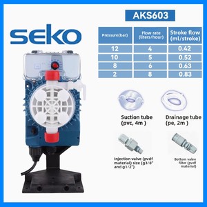 Bomba Dosificadora de Productos Químicos Pequeña SEKO AKS603, 4-8L/h, 2-12 bar, 220V, Instrumento Industrial para Tratamiento de Agua, Italia - Product Image 1