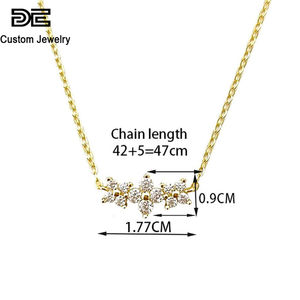 De zarif zarif çiçek tasarım zirkon 925 ayar gümüş Bar zincir kolye kolye & Charm altın kaplama takı kadınlar için - Product Image 4