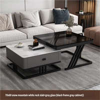 Table basse de luxe léger, écologique et durable, moderne et simple, nouvelle table carrée en verre et dalle de quartz pour salon