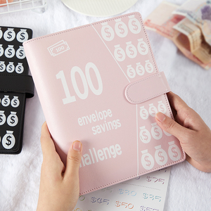 OEM Hồng 100 Phong Bì Tiết Kiệm Thách Thức Ngân Sách Chất Kết Dính PU Da In Loose-Leaf Phong Cách Máy Tính Xách Tay Tiền Tiết Kiệm Kế Hoạch - Product Image 3