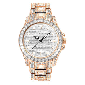 Reloj de Pulsera de Cuarzo para Hombre, Diseño Moderno y Elegante, Chapado en Oro y Plata, con Diamantes de Laboratorio en Forma de Baguette, Estilo Arcoíris - Product Image 4