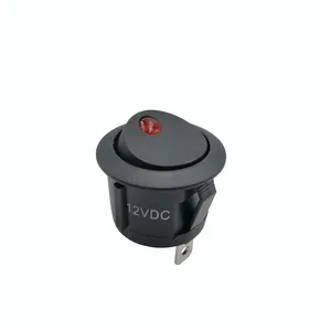 12v yuvarlak rocker anahtarı DC kırmızı balık gözü lambası 6A 250VAC rocker anahtarı dpdt