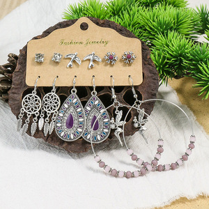 Pendientes Colgantes de Moda, Plata Tibetana con Circonita, Pendientes de Gota para Mujer, Joyería de Fiesta, Estilo Boho, Diseño de Pluma, Imitación de Perla - Product Image 1