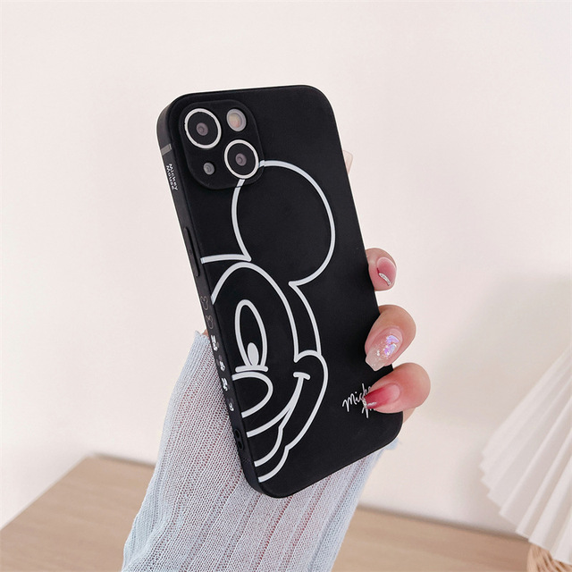 Ultra-thin Liquid Silicone Mobile Phone Case Cartoon Printed Soft Shell Scratch-proof Shock-proof for iPhone 14 Plus 15 16ProMax