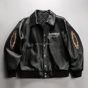 Abrigos auténticos de alta calidad Estilo bovino Patrón en relieve Versión Europea americana para hombres Chaquetas de cuero real de tamaño Pluz - Product Image 2