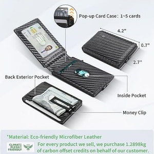 กระเป๋าสตางค์ RFID แบบสั้น Boshiho รุ่นสั่งทำพิเศษ พร้อมที่หนีบเงินแบบ Smart Pop Card รองรับการชาร์จไร้สาย ป้องกันการโจรกรรม พร้อมรีโมทคอนโทรล  วัสดุผ้าลินิน - Product Image 4