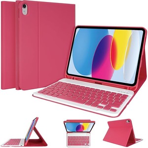 Étui clavier sans fil pour iPad 10e et 11e génération, housse de tablette en cuir PU avec support stylet intégré et béquille pliable - Product Image 3