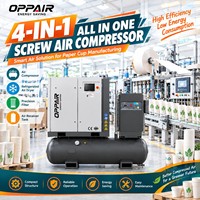 Kompresor Udara Sekrup All in One 4-in-1 22kW 30HP PM VSD 7-12 Bar 3.8 m3/menit Tangki 500L Pengering Filter untuk Pembuatan Gelas Kertas