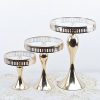 Nieuwe Hoge Cake Stand Spiegel Dienblad Fruitplaat Display Europese Kristallen Cake Set Voor Bruiloft Verjaardagsfeest Decoratie