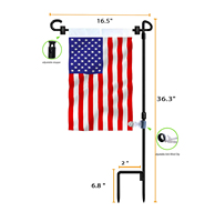 Porte-drapeau de jardin en métal, porte-drapeau de jardin, pince à vent, poteau de drapeau de jardin