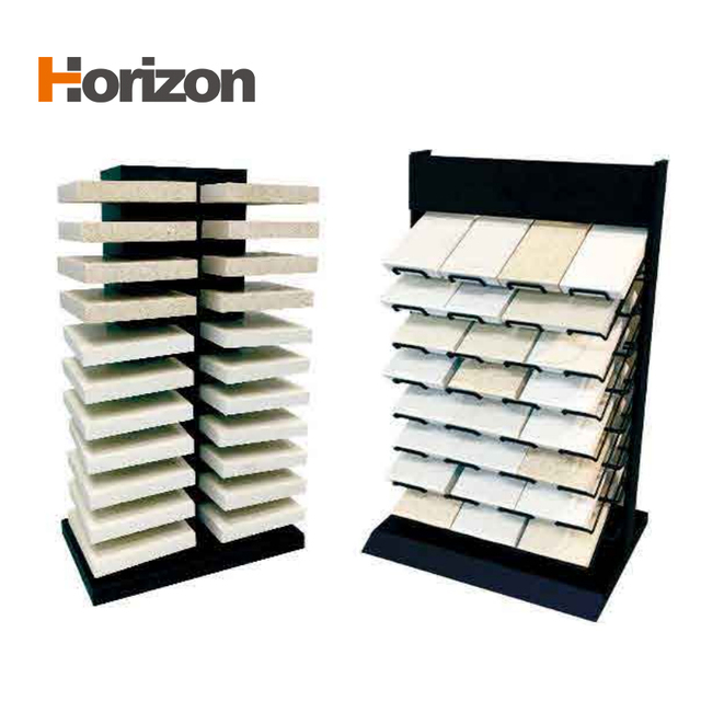 Custom Luminous Waterfall Flooring Stand Quartz Marble Factory Metal Tower Granite Display Stone Floor Standing Tile Sample Rack