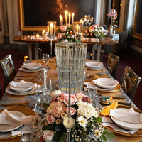 Haute qualité métal or lustre décor de Table pour les mariages cristal fleur affichage toile de fond support extérieur événement fournitures