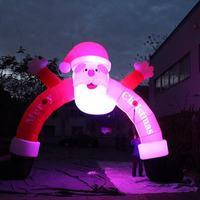 Arche gonflable lumineuse LED en forme de Père Noël, tunnel géant de Noël pour événements festifs