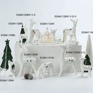 예를들면 백색 사기그릇 크리스마스 엘크 세라믹 크리스마스 점화된 순록 옥외 훈장