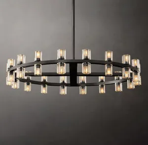 Grande lampadario circolare, decorazione del soggiorno, lampadario di cristallo di lusso moderno