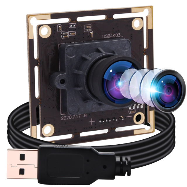 ELP 4K USB Camera with 85 Degree No Distortion Lens IMX415 CCTV Board Webcam 8MP USB Camera Module for Industry Machine Vision