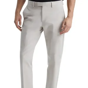 Diseño Etiqueta personalizada Logo Pantalones de hombre <span class=keywords><strong>Color</strong></span> <span class=keywords><strong>caqui</strong></span> sólido 97% tela de algodón 3% SP Stretch Chinos Pantalones de hombre - Product Image 1