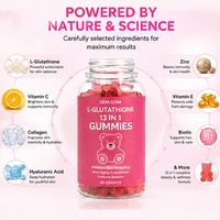 Gummies OEM/ODM L-Glutathion 13-en-1 au Collagène Marin et Vitamine C – Mélange de 13 Multivitamines pour une Peau Éclatante – Compléments Alimentaires à Base de Plantes