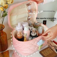 Tas Kosmetik Korduroi untuk Wanita, Kapasitas Besar, Organizer Kosmetik Portabel, Lucu, Grosir, Tas Perlengkapan Mandi