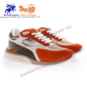 Chaussures de sport Run Away pour hommes, baskets en cuir véritable, chaussures décontractées de haute qualité, style course et marche, respirantes et confortables en mesh. - Product Image 1