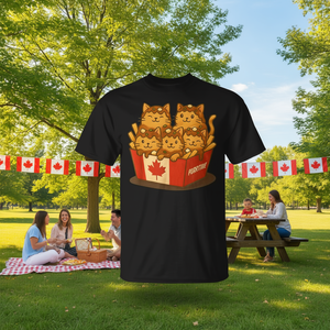 Camiseta canadiense Poutine Kawaii con diseño de bandera canadiense para amantes de los gatos - Product Image 3