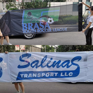 ป้ายโฆษณาโพลีเอสเตอร์พิมพ์ลายตามสั่ง สีพื้นทั้งผืน กันน้ำ ทนรั<span class=keywords><strong>ง</strong></span>สียูวี พร้อมห่ว<span class=keywords><strong>ง</strong></span>ร้อยสาย-แบ<span class=keywords><strong>บ</strong></span>พกพา - Product Image 4