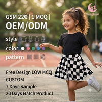 DH ODM Jupes mini élastiques à carreaux pour filles, en nylon et élasthanne, extensibles, style skater, vente en gros, vêtements de sport pour enfants