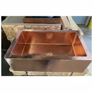 อ่างล้างจานคู่ทำจากทองแดงทุบด้วยมือสำหรับบ้านไร่ดีไซน์เนอร์แบบชนบทการออกแบบที่ทันสมัยแบบดั้งเดิมใช้ตกแต่งบ้าน - Product Image 1