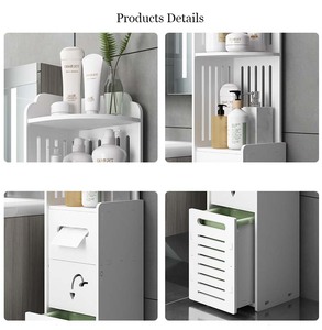 Gabinete Esquinero <span class=keywords><strong>de</strong></span> Piso para Baño <span class=keywords><strong>con</strong></span> Puerta, Cajón y Estantes Ajustables para Almacenamiento - Product Image 6