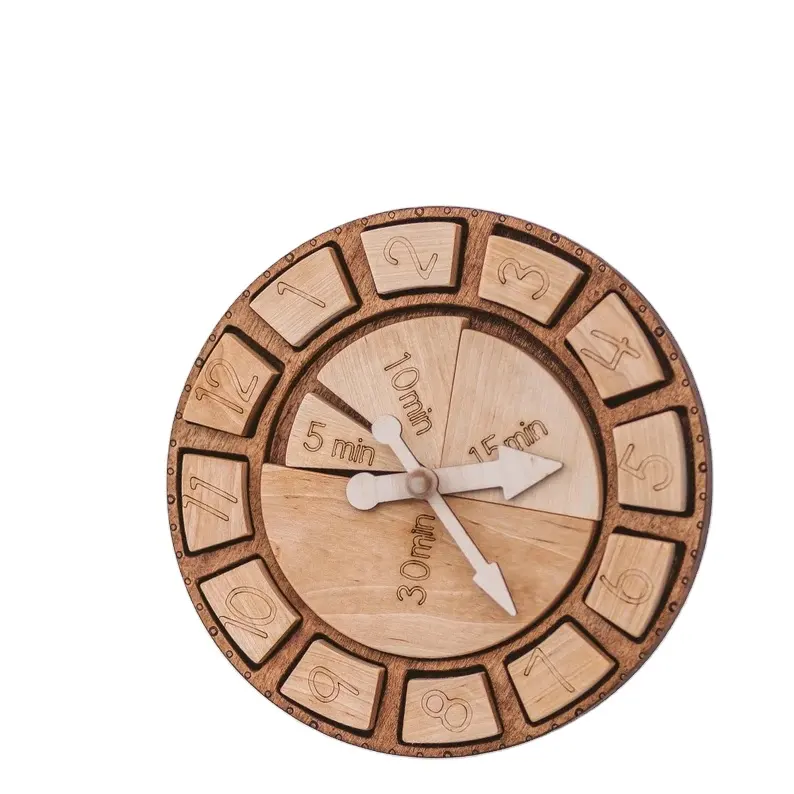 wooden Montessori clock telling time learning toys Educational kids games clock numbers teaching kids to tell time