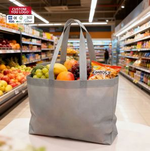 Bolsa de tela no tejida con logotipo impreso personalizado, con cierre de cremallera, ecológica, reutilizable, para compras en supermercados. - Product Image 1
