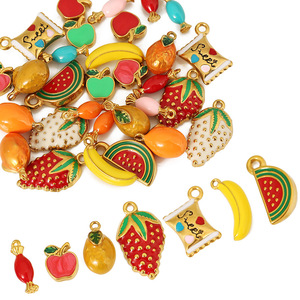 Colgante de frutas de acero inoxidable esmaltado, formas mixtas para hacer pulseras, accesorios de joyería DIY - Product Image 5
