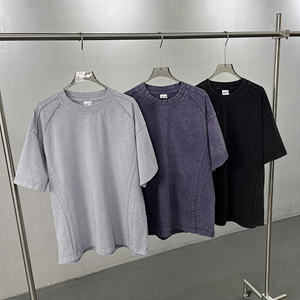 Pure Cotton Oversized Vintage Frosted Snowflake Distressed <b>Patchwork</b> Fringed Printed Short Sleeve T-<b>shirt</b> - Product Image 2