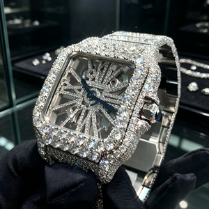 Luxury <b>Skeleton</b> Dial VVS Moissanite <b>Watch</b> Sparkly Encrusted Hip-hop Style <b>Automatic</b> Movement <b>Watch</b> for Men Pass diamond Tester - Product Image 1