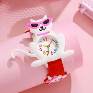 Reloj de cuarzo para niños decorado con gatito de dibujos animados con diversión infantil - Product Image 5